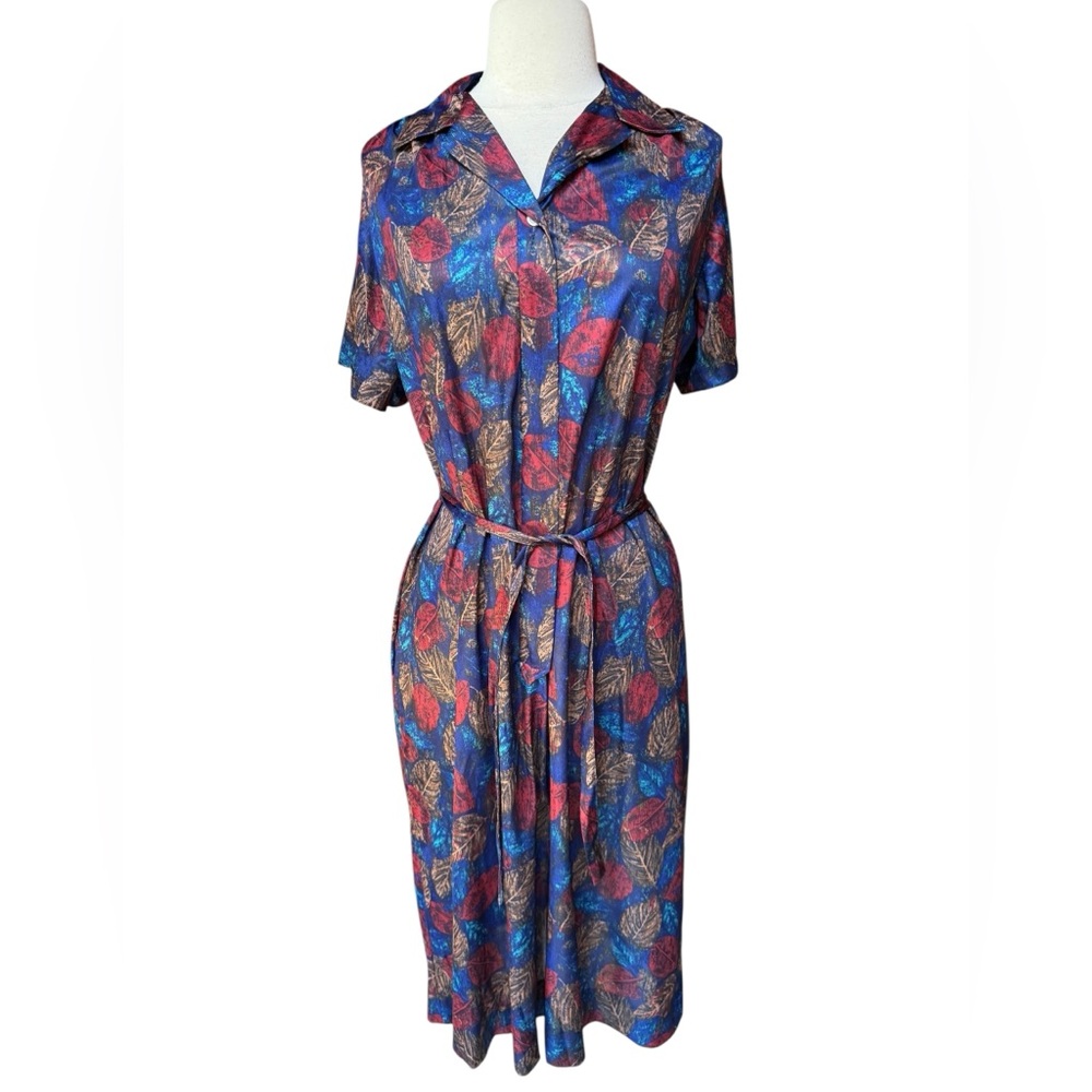 Deadstock 1970s A Nancy Frock Floral, Front Button Closure & Half Zip w/Right Hi